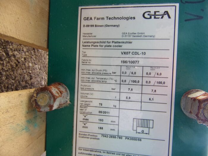 GEA Westfalia Vorkühler Plattentauscher Typ VX07 CDL-10 – Bild 7